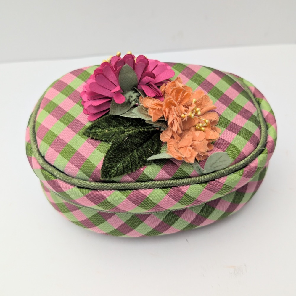 Goody Goody California Pink Green Gingham Floral Jewelry Travel Case Bag